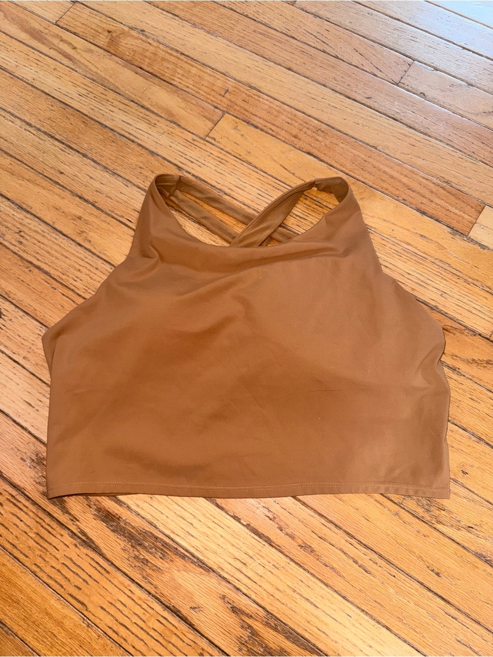 Mono B Brown High Neck Crossback Sports Bra